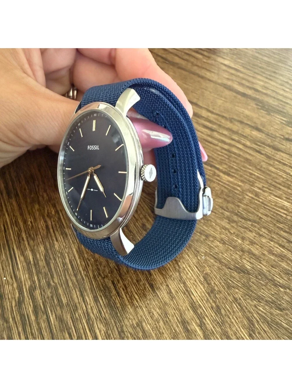 Fossil FS5304 The Minimalist Men's Blue Dial Quartz Watch New NATO Strap